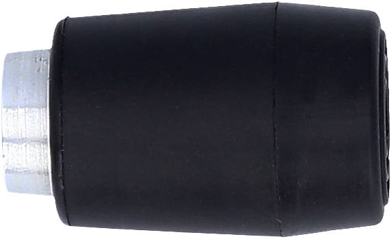 Ein schwarzer Gummipuffer mit metallischer Basis, zylindrische Form. Verwendung zur Vibrationsdämpfung und Stoßdämmung.