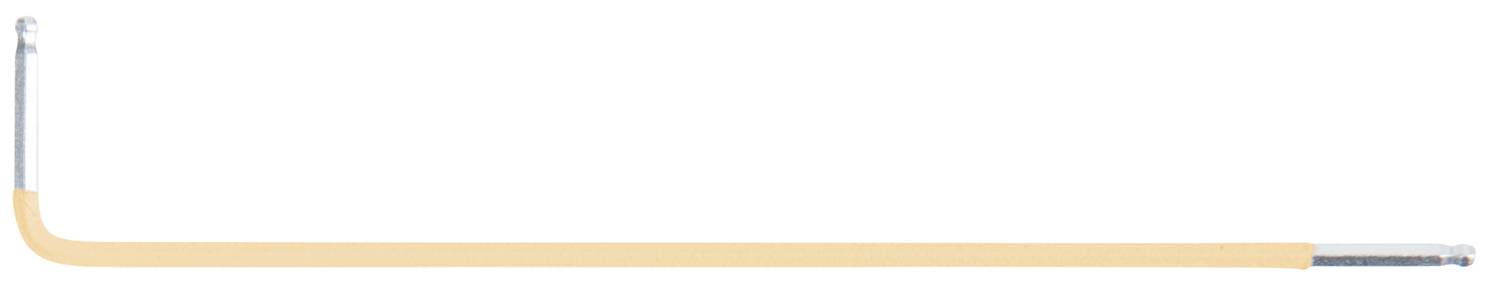 Ein orangefarbener Sechskantschlüssel mit kurzem und langem Schenkel, geeignet zum Anziehen oder Lösen von Schrauben.