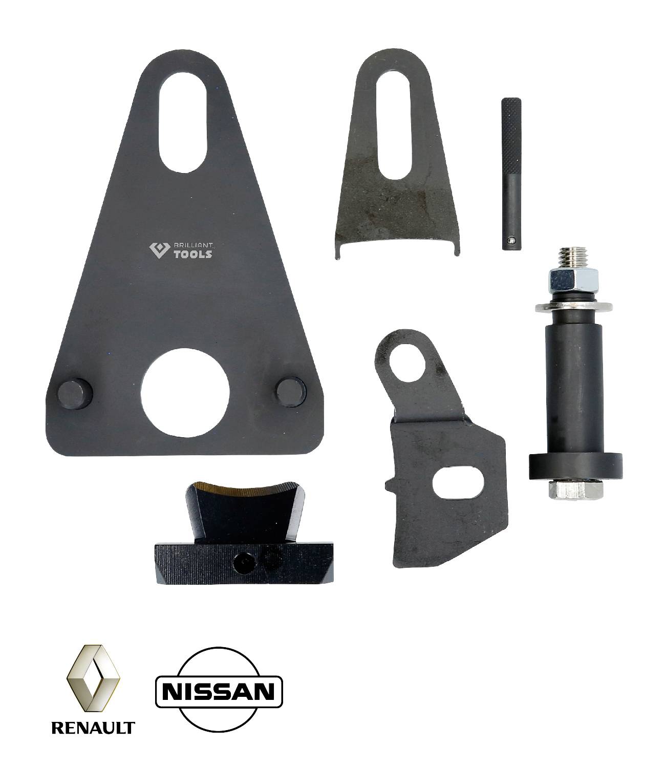 Brilliant Tools BT594610 Schwungrad-/Kurbelwellen-Riemenscheiben-Blockier- und Stirndeckeltrenn-Werkzeug-Satz für Renault, Nissan