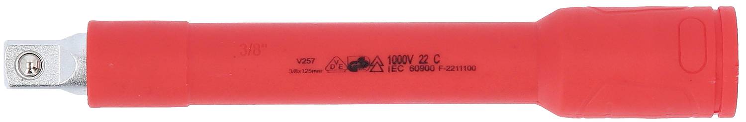 Ein roter, isolierter Schraubendreher mit Metallspitze, geeignet für Arbeiten an elektrischen Geräten.