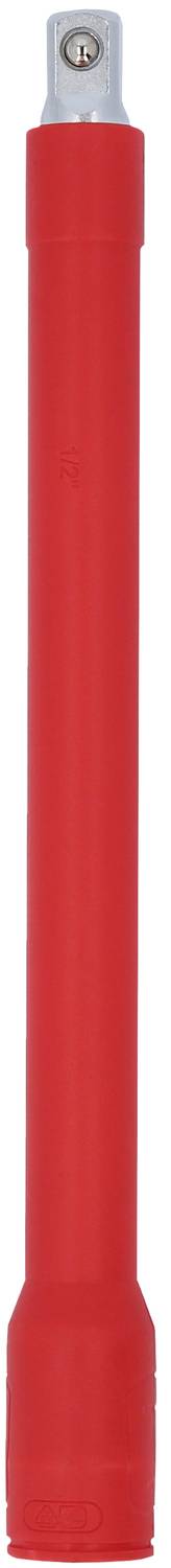 Rotes, zylindrisches Objekt mit silbernem Verschluss oben. Möglicher Anwendungszweck unklar.