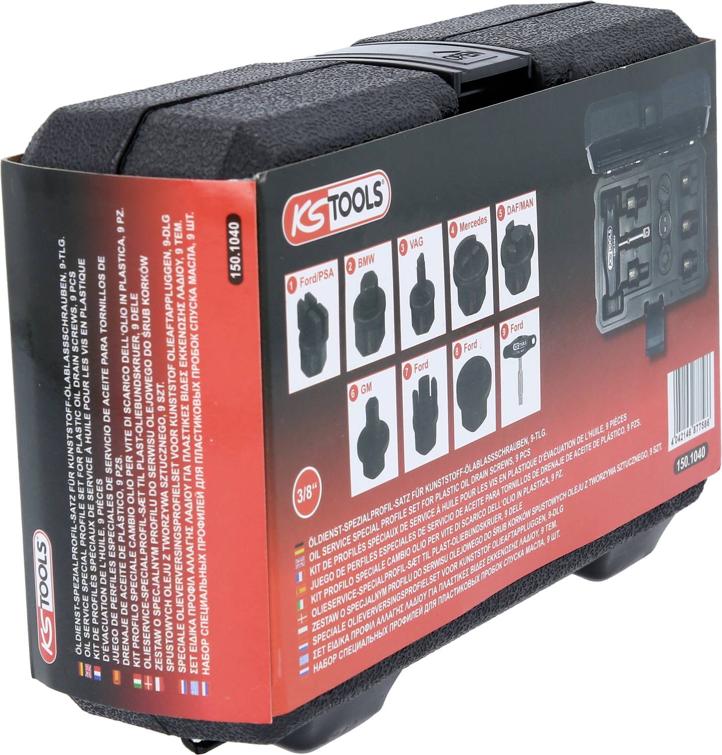 KS Tools 150.1040 3/8" Öldienst-Spezialprofil-Satz für Kunststoff-Ölablassschrauben, 9-tlg