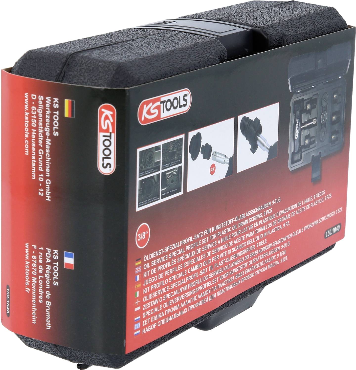 KS Tools 150.1040 3/8" Öldienst-Spezialprofil-Satz für Kunststoff-Ölablassschrauben, 9-tlg
