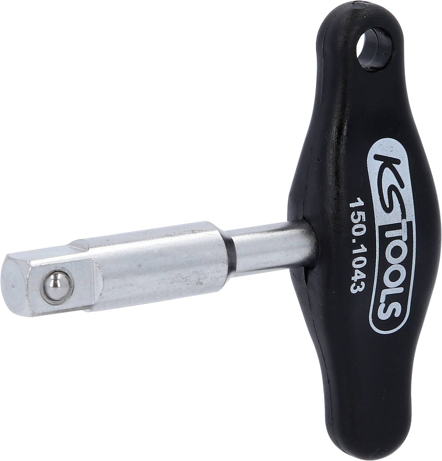 Silberner Steckschlüsseladapter mit schwarzem Griff von KS Tools, Modellnummer 150.1043.
