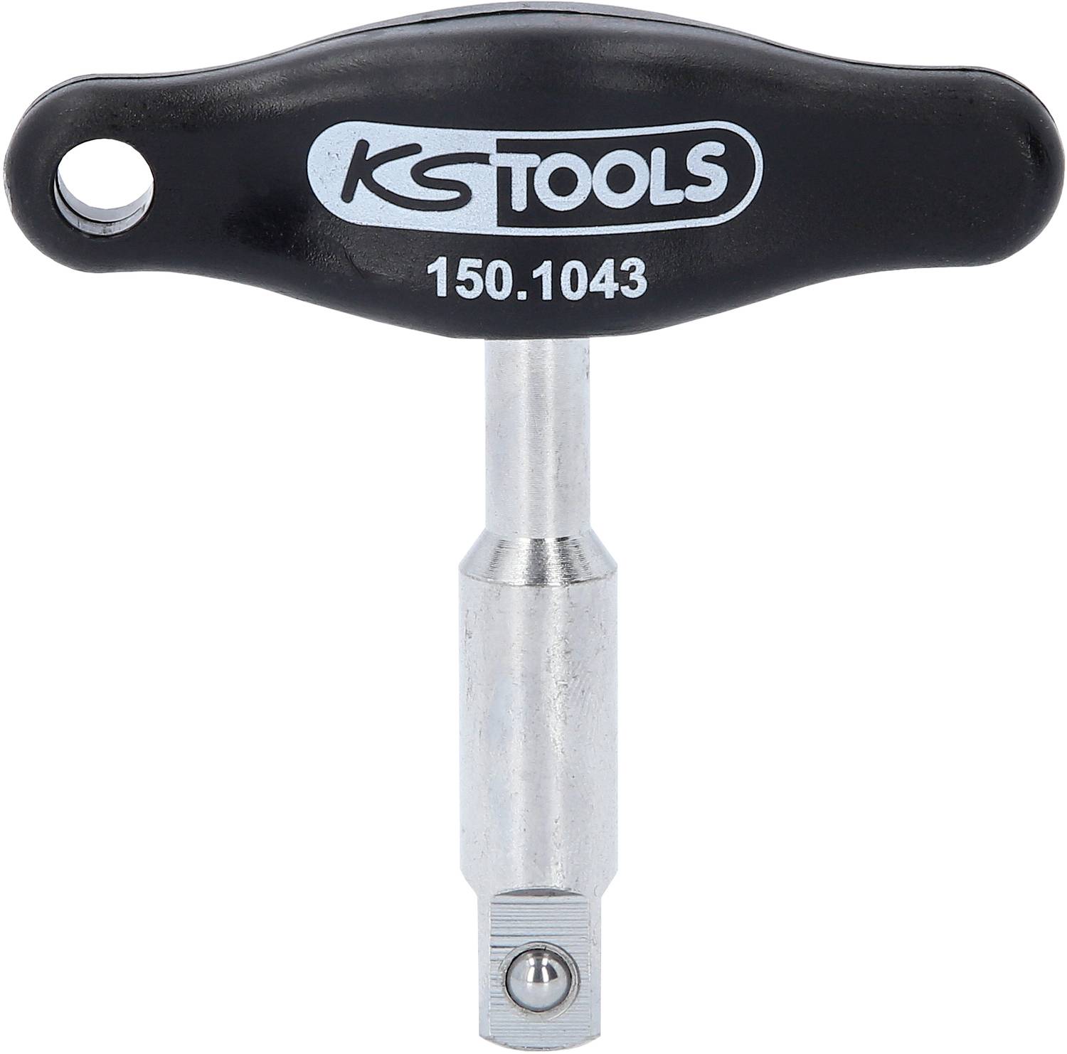 T-Griff-Steckschlüssel von KS Tools mit der Modellnummer 150.1043. Der Griff ist schwarz mit einer Rundöffnung an einem Ende.