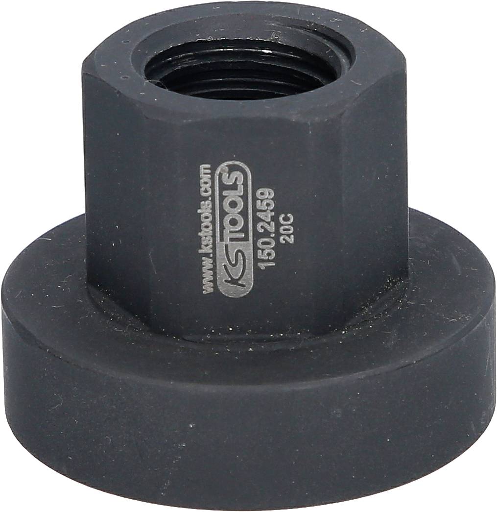 Zylinderförmiges schwarzes Werkzeugteil mit Gewinde, markiert mit 'KS TOOLS 150.2459 20C'.