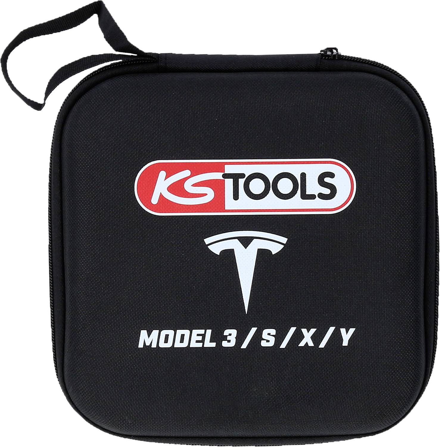 Schwarze Tragetasche mit 'KS Tools' Logo und Text 'Model 3/S/X/Y', passend für verschiedene Autotypen.