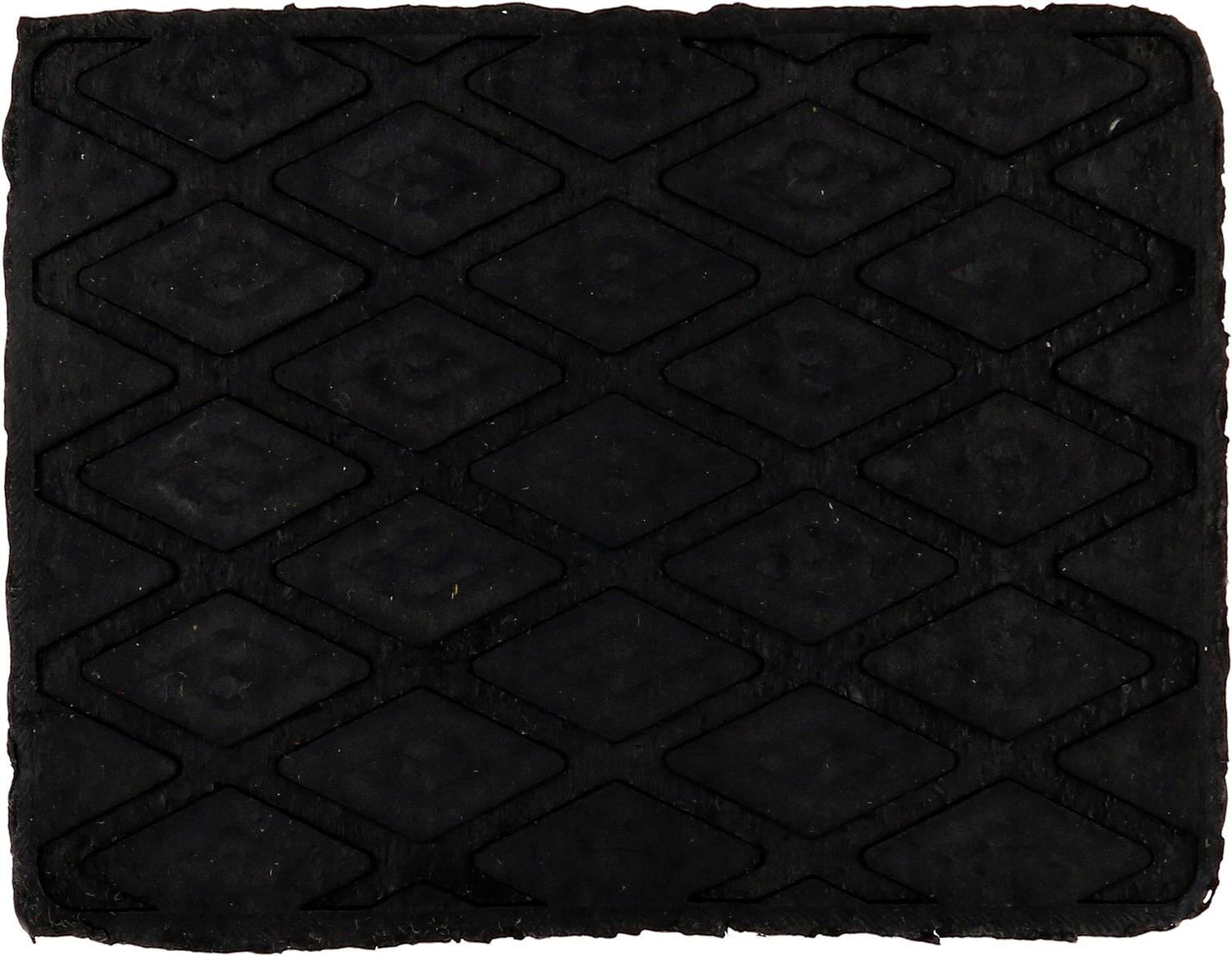 Rechteckiger alter Gummibodenbelag mit rautenförmigem Muster.