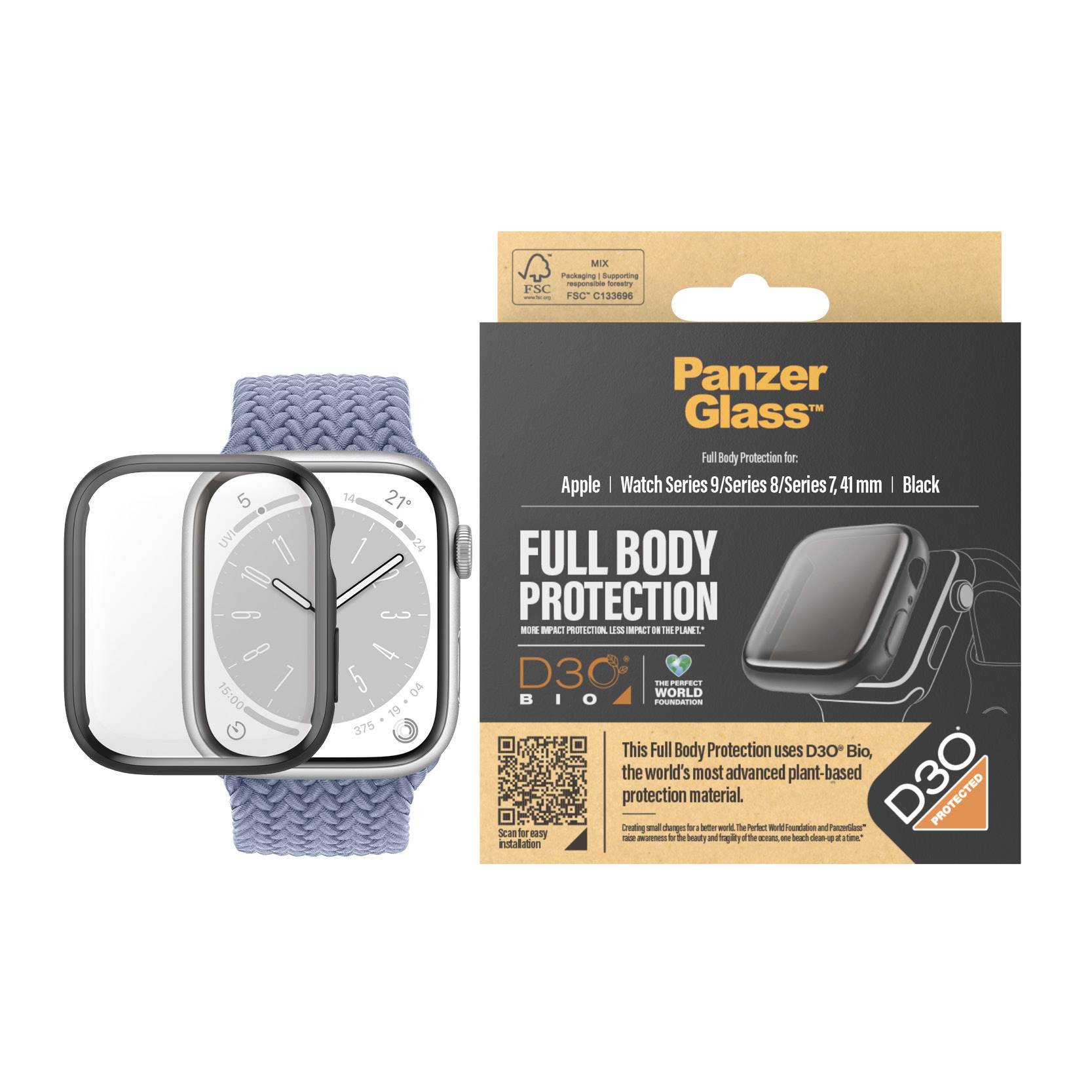 PanzerGlass Bildschirmschutz für Smartwatch - ganzer Körper, mit D3O - Glas -