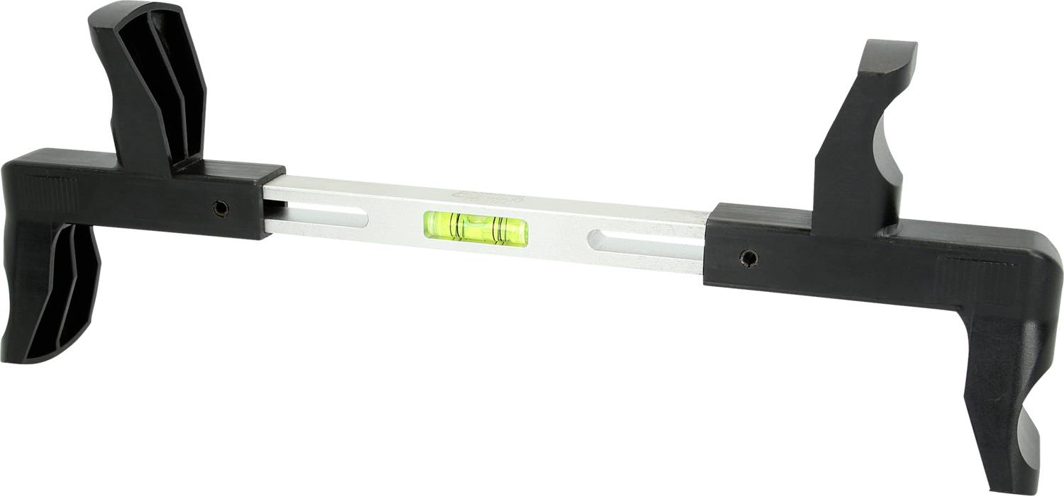 Werkzeug zur Messung von Bremsbacken mit eingebauter Libelle für präzise Ausrichtung.