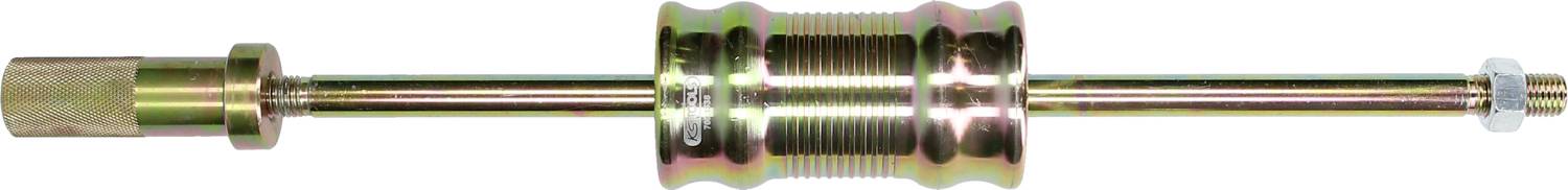 Ein Messgerät mit einem zylindrischen, geriffelten Körper und langen Stäben aus metallischem Material, wahrscheinlich für technische oder industrielle Zwecke verwendet.