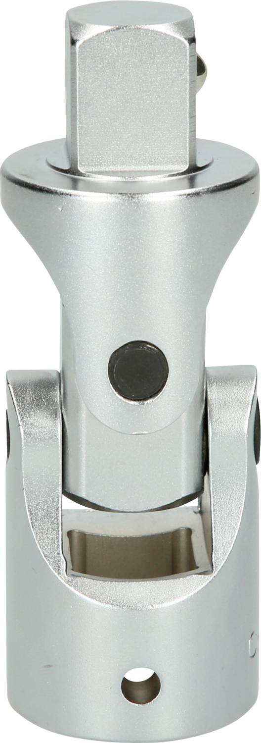 Metallischer Gelenkadapter mit quadratischem Kopf, dient zur flexiblen Verbindung von Werkzeugen, ermöglicht Winkelveränderungen bei Montagearbeiten.