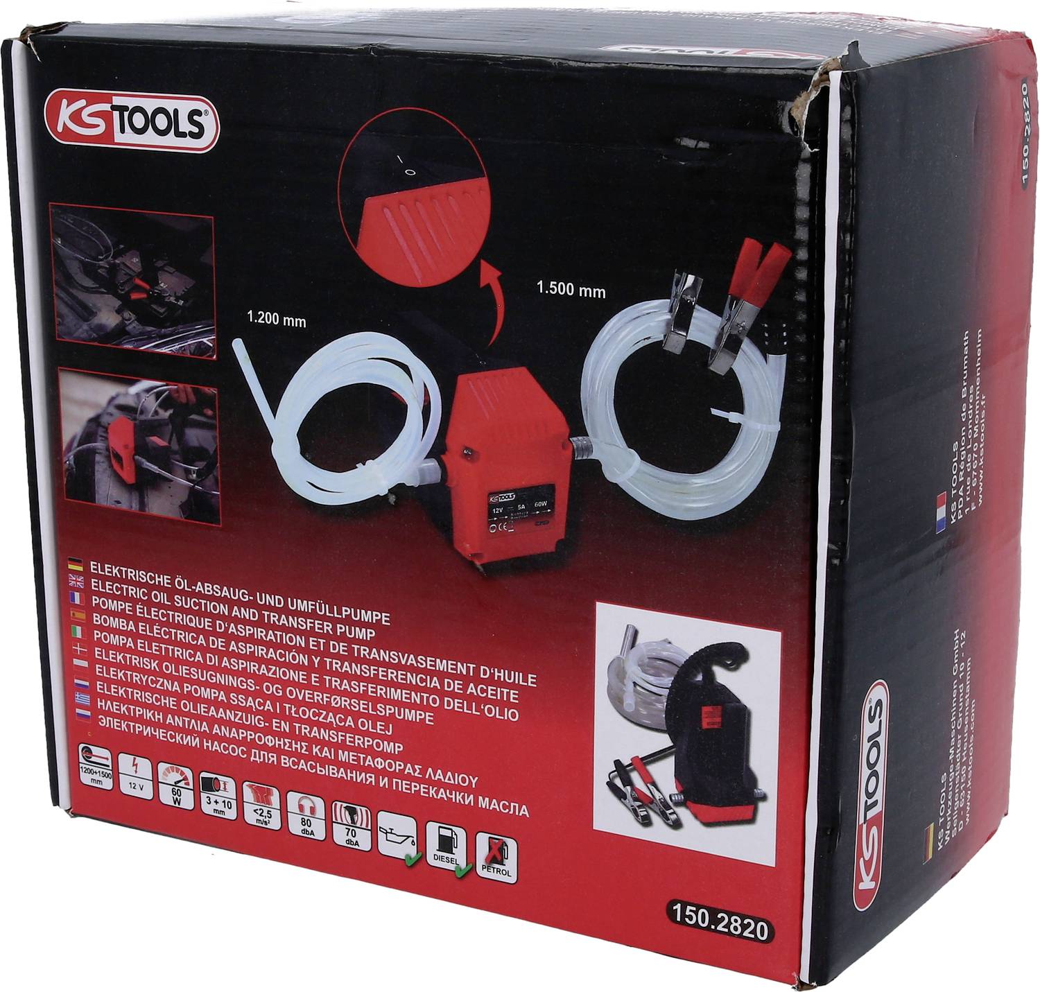 KS Tools 150.2820 Elektrische Öl-Absaug- und Umfüllpumpe