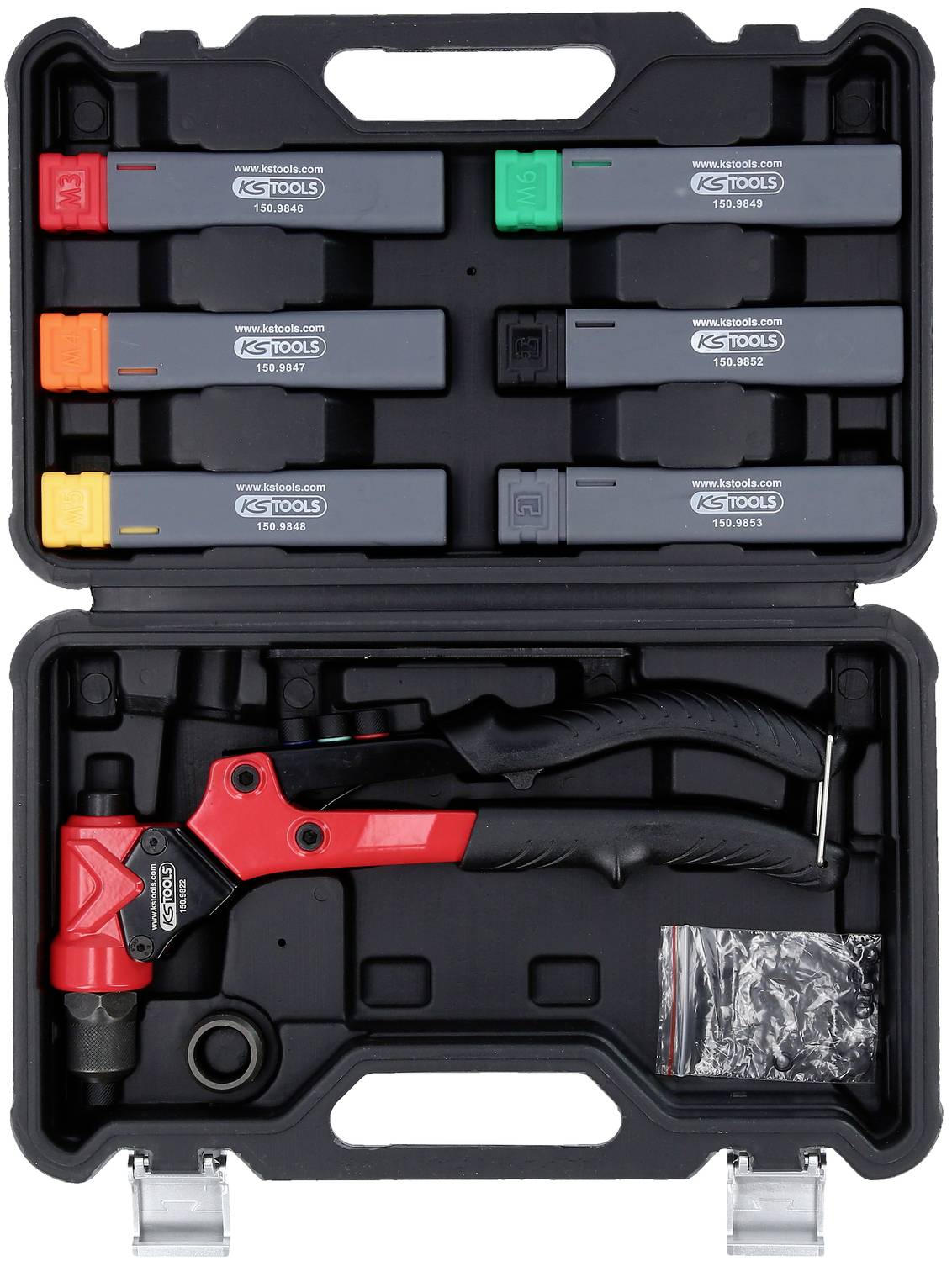 KS Tools 150.9820 3 in 1 Handnietzangen-Satz, drehbar, 12-tlg