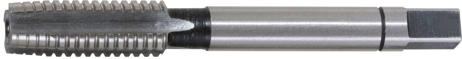 Ein zylindrischer Schneidwerkzeug, ein Gewindeschneider, aus Metall, zeigt mehrere parallele Schneidkanten entlang seines Körpers.
