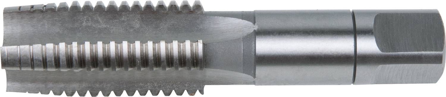 Metallschneidewerkzeug mit spiralförmigen Gewinden, zum Bohren und Gewindeschneiden in Metalloberflächen verwendet.