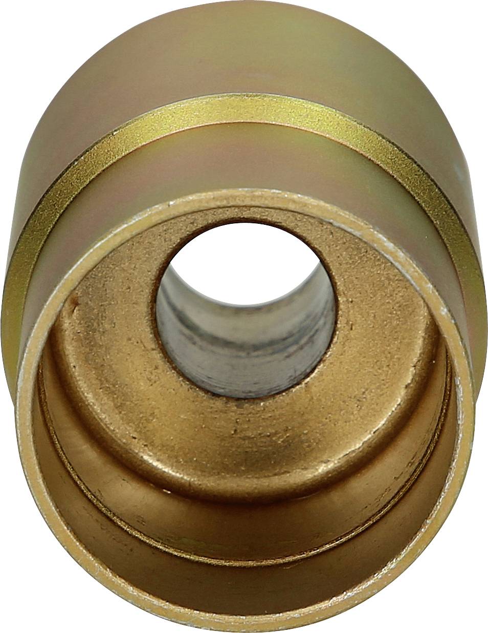 Metallring mit goldener Oberfläche, zylinderförmig, offene Mitte. Geeignet für mechanische Befestigungen oder Verbindungen.