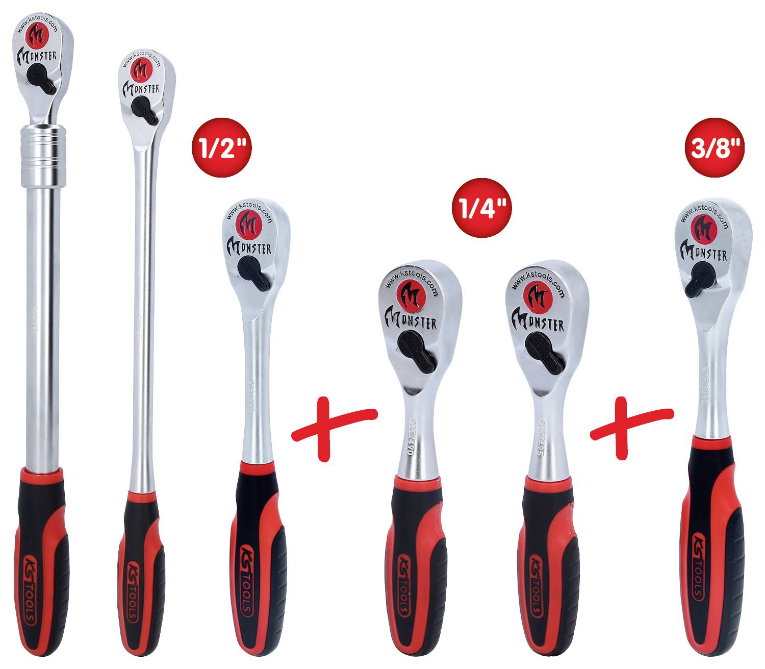 KS Tools 935.0006 935.0006 Umschaltknarren-Set 1/4", 3/8", 1/2"