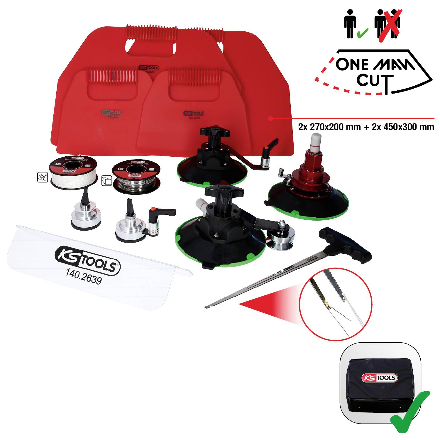 KS Tools Universal Ein-Mann-Betrieb-Scheiben-Austrenngerät, 13-tlg 140.2630