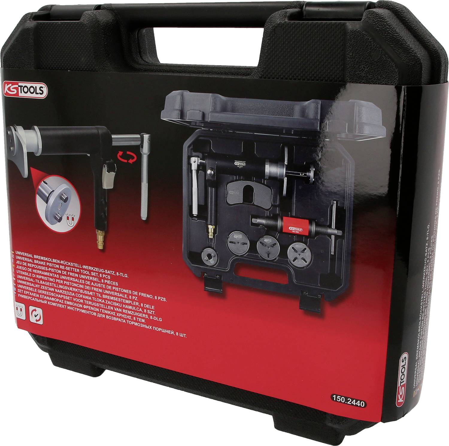 KS Tools 150.2440 Universal Bremskolben-Rückstell-Werkzeug-Satz, 8-tlg