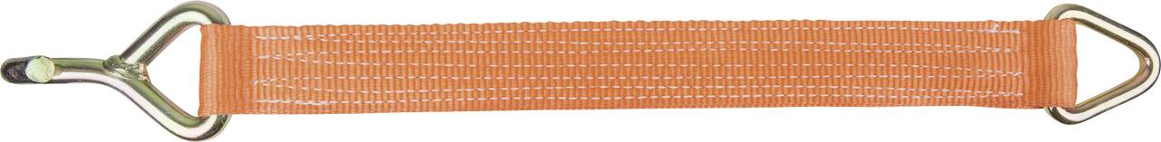 Orange Band mit zwei metallischen Karabinerhaken an den Enden, vermutlich ein elastisches Spannband oder Haltegurt.