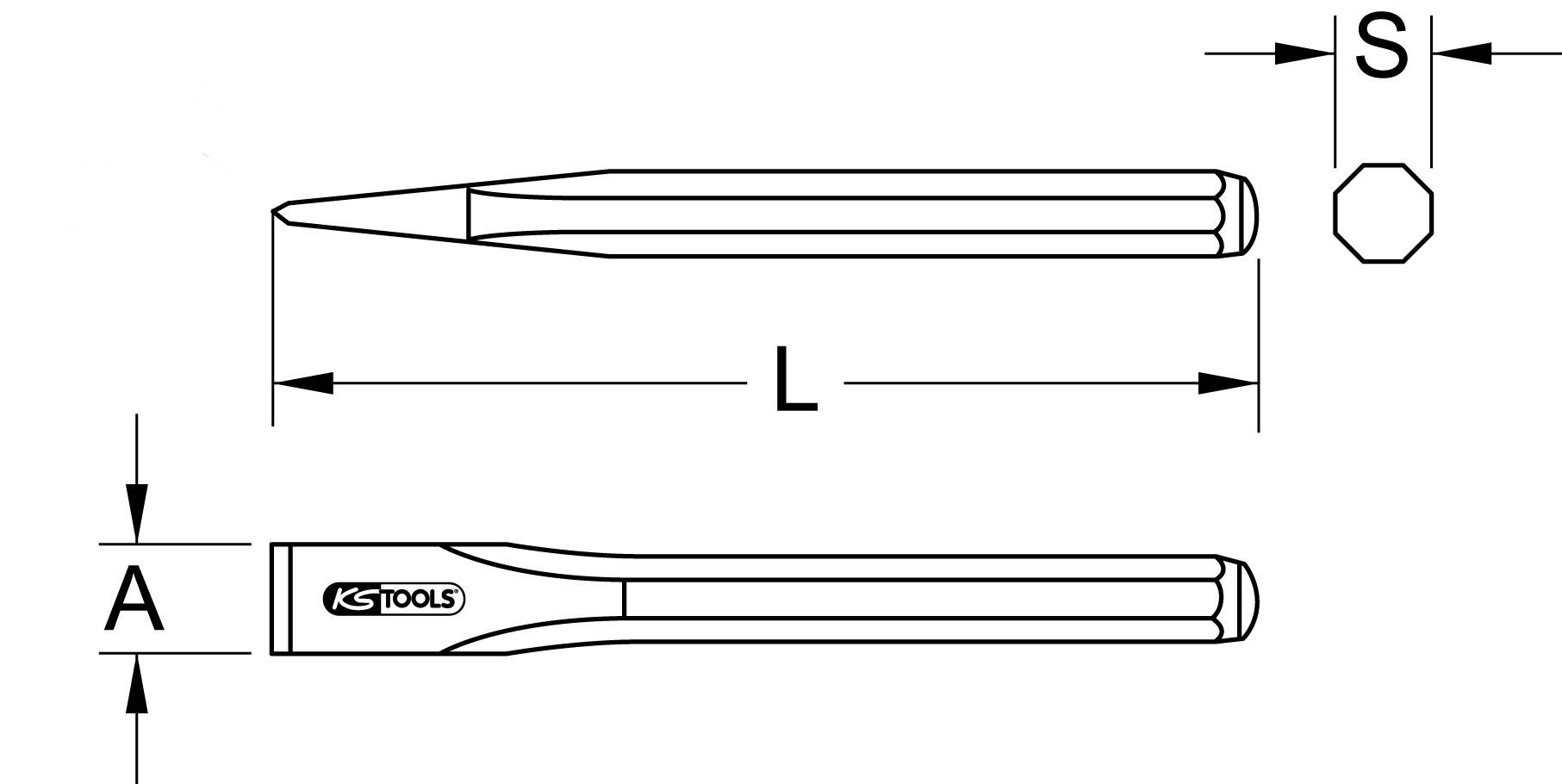 KS Tools Flachmeißel, 600x25mm 450.0027