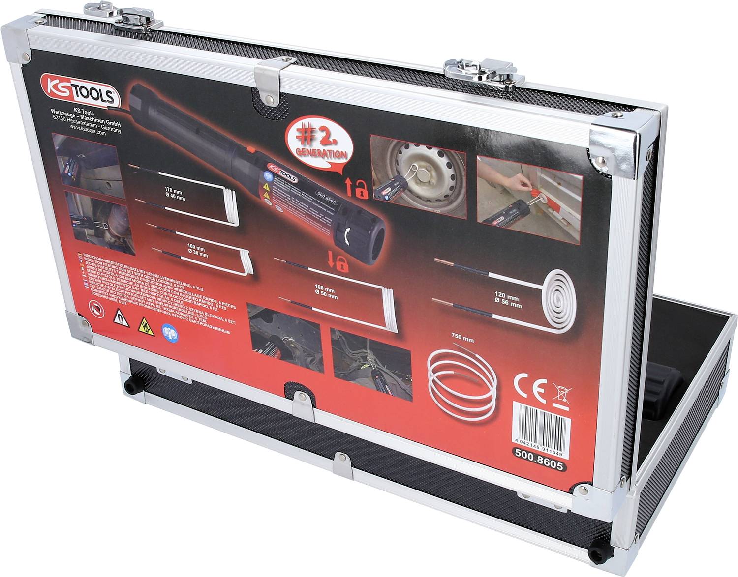 KS Tools 500.8605 Induktions-Heizpistolen-Satz mit Schnellverriegelung, 6-tlg