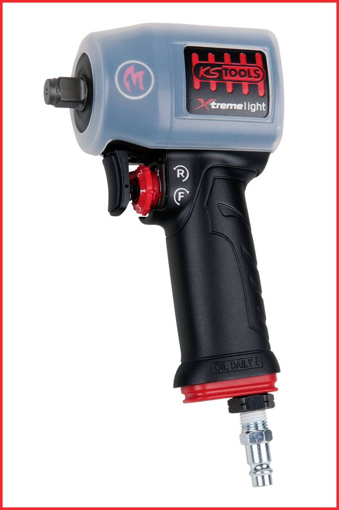 Druckluft-Schlagschrauber mit ergonomischem Griff und einstellbarem Drehmoment, Modell 'KT Tools XtremeLight', für Kfz-Reparaturen.