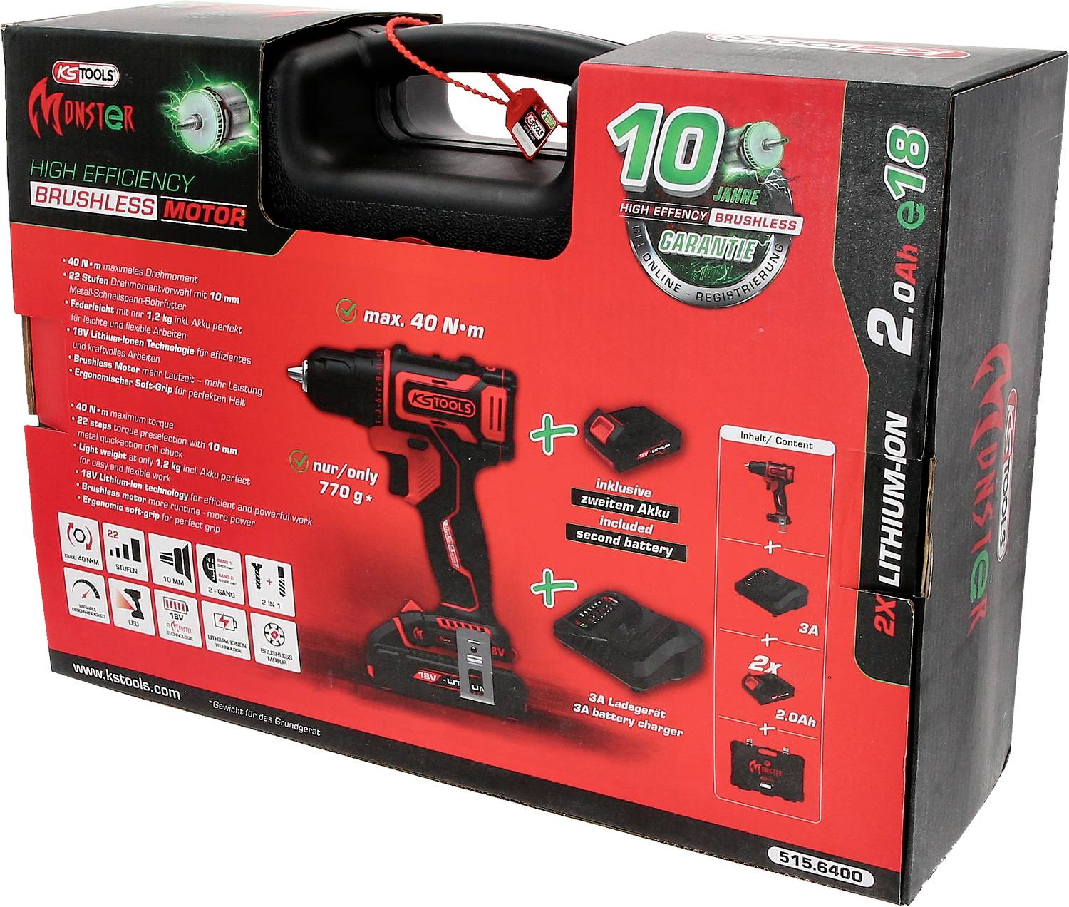 KS Tools 515.6400 Akku-Bohrschrauber 18V 2Ah Li-Ion