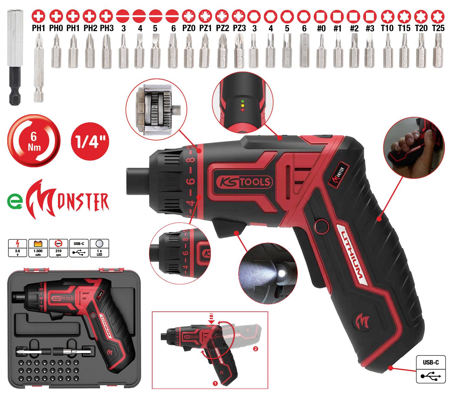 KS Tools 515.6500 Bit-Schraubendreher 1/4"