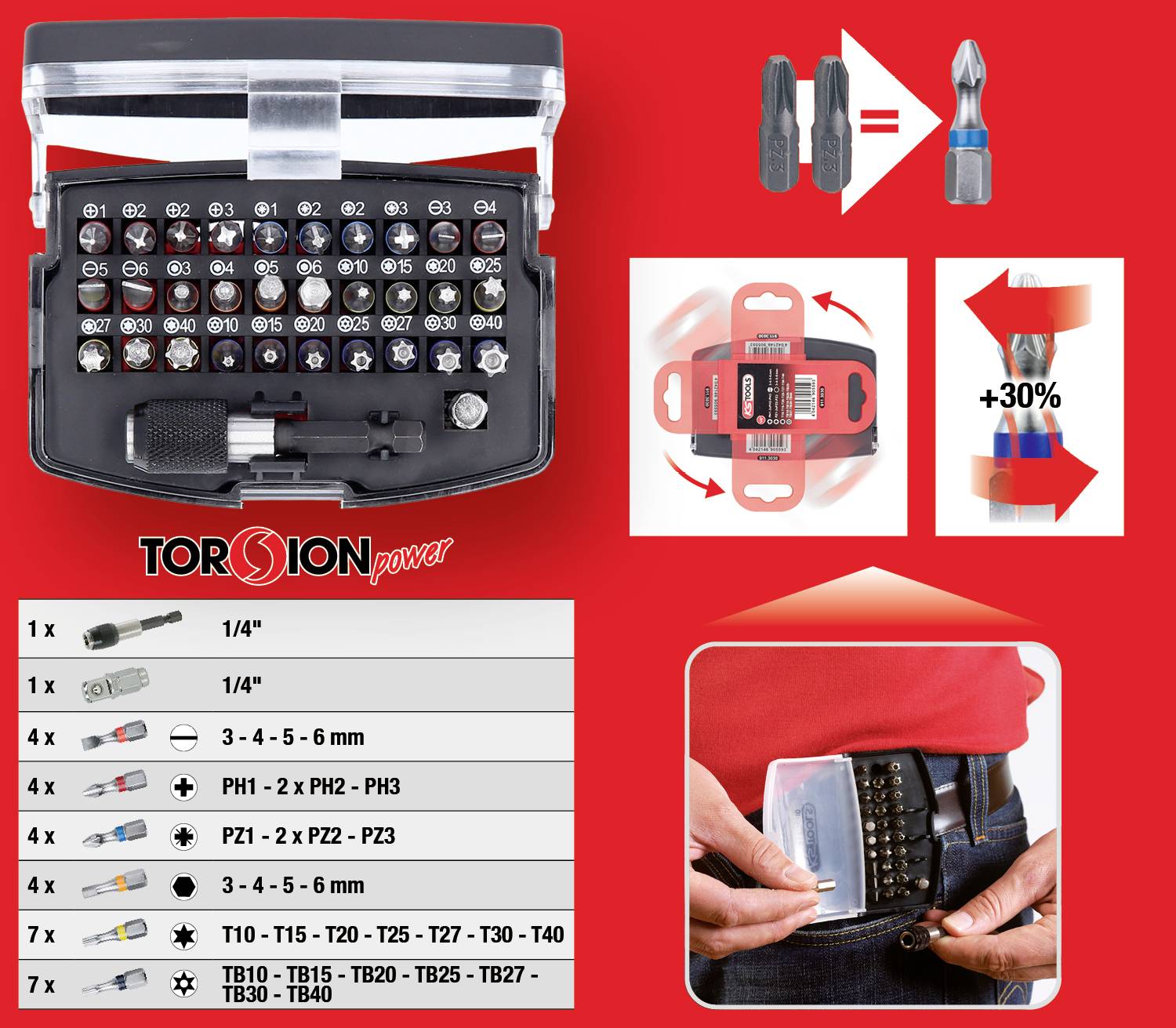 KS Tools 911.3030 911.3030 Bit-Set 1/4" (6.3 mm)