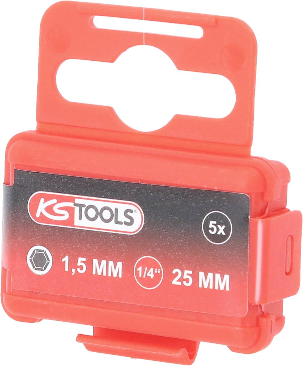 Rote Verpackung eines Werkzeugs von KS Tools mit der Aufschrift '1,5 MM, 1/4