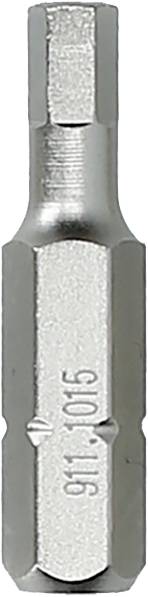 Ein silberner Schraubendreher-Bit mit sechseckiger Spitze, geeignet für Sechskantschrauben, mit Gravur '911-005'.