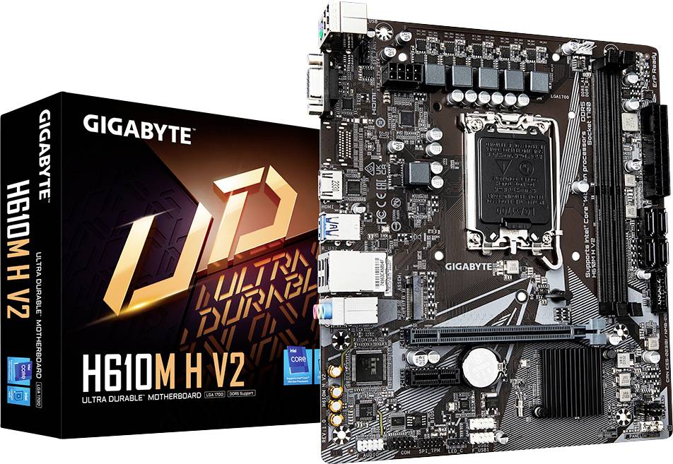 Gigabyte GA-H610M H V2 (1700) Mainboard Sockel (PC) Intel® LGA 1700 Formfaktor (Details) Micro-ATX Mainboard-Chipsatz Intel® H610