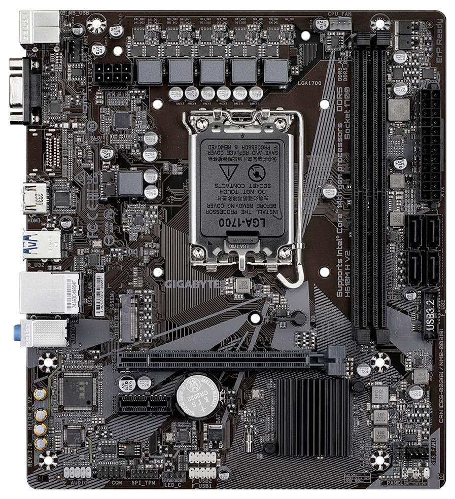 Gigabyte GA-H610M H V2 (1700) Mainboard Sockel (PC) Intel® LGA 1700 Formfaktor (Details) Micro-ATX Mainboard-Chipsatz Intel® H610