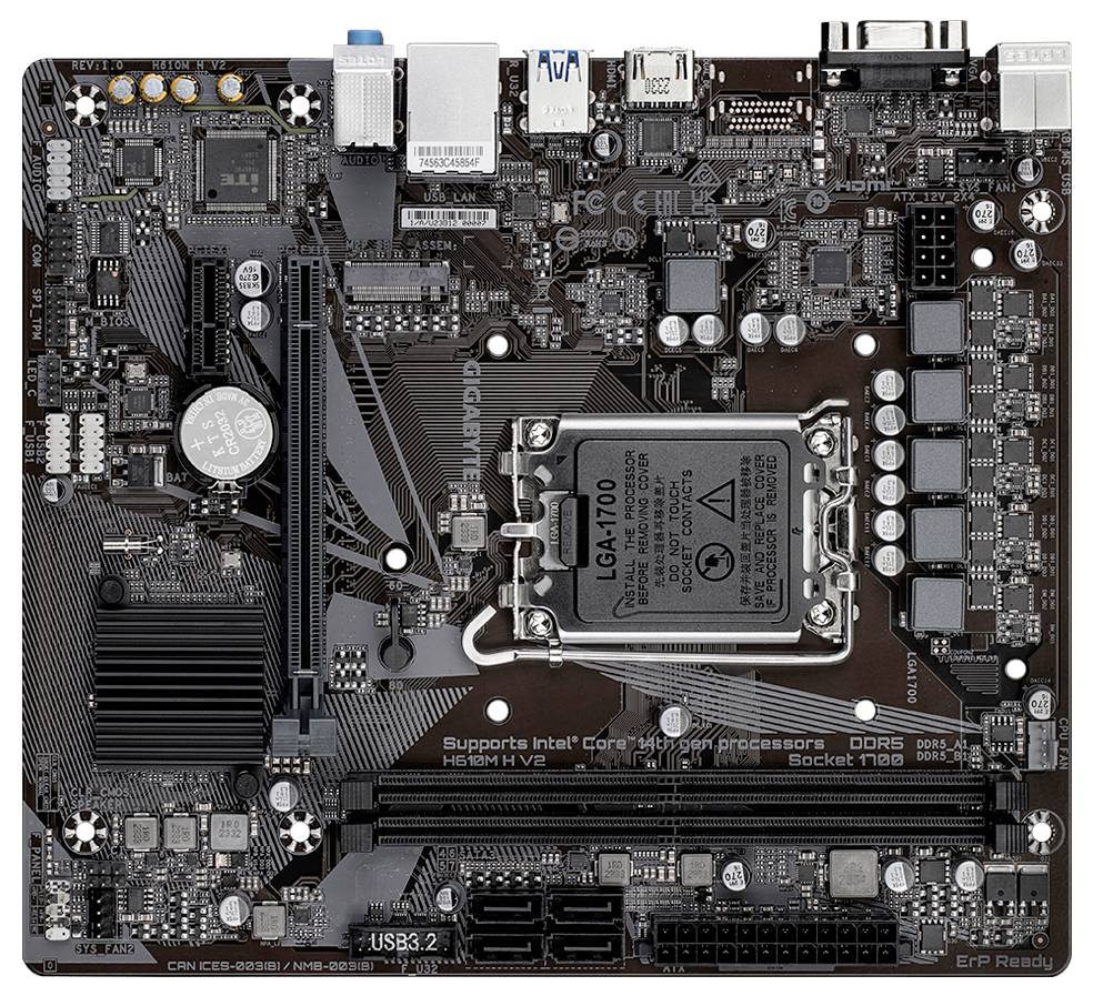 Gigabyte GA-H610M H V2 (1700) Mainboard Sockel (PC) Intel® LGA 1700 Formfaktor (Details) Micro-ATX Mainboard-Chipsatz Intel® H610