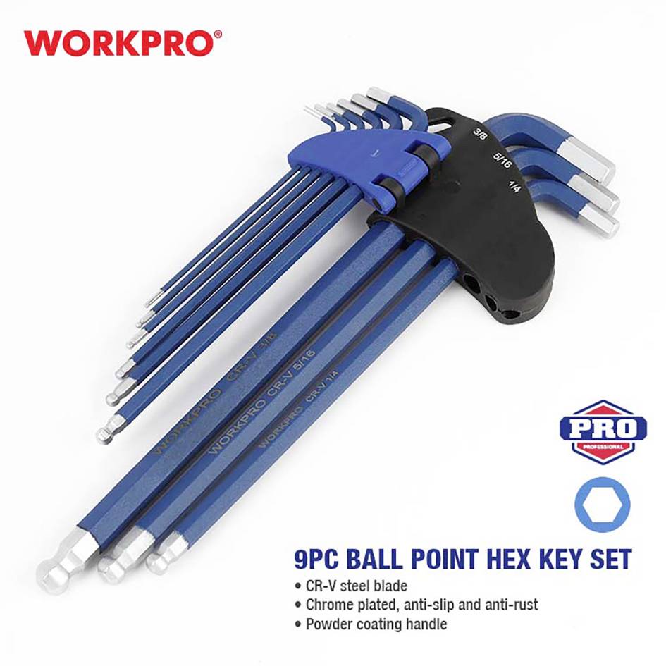 WorkPro Außen-Sechskant, Kugelkopf Schraubendreher-Set 1.5 mm, 2 mm, 2.5 mm, 3 mm, 4 mm, 5 mm, 6 mm, 8 mm, 10mm 1.5 mm, 2 mm, 2.5