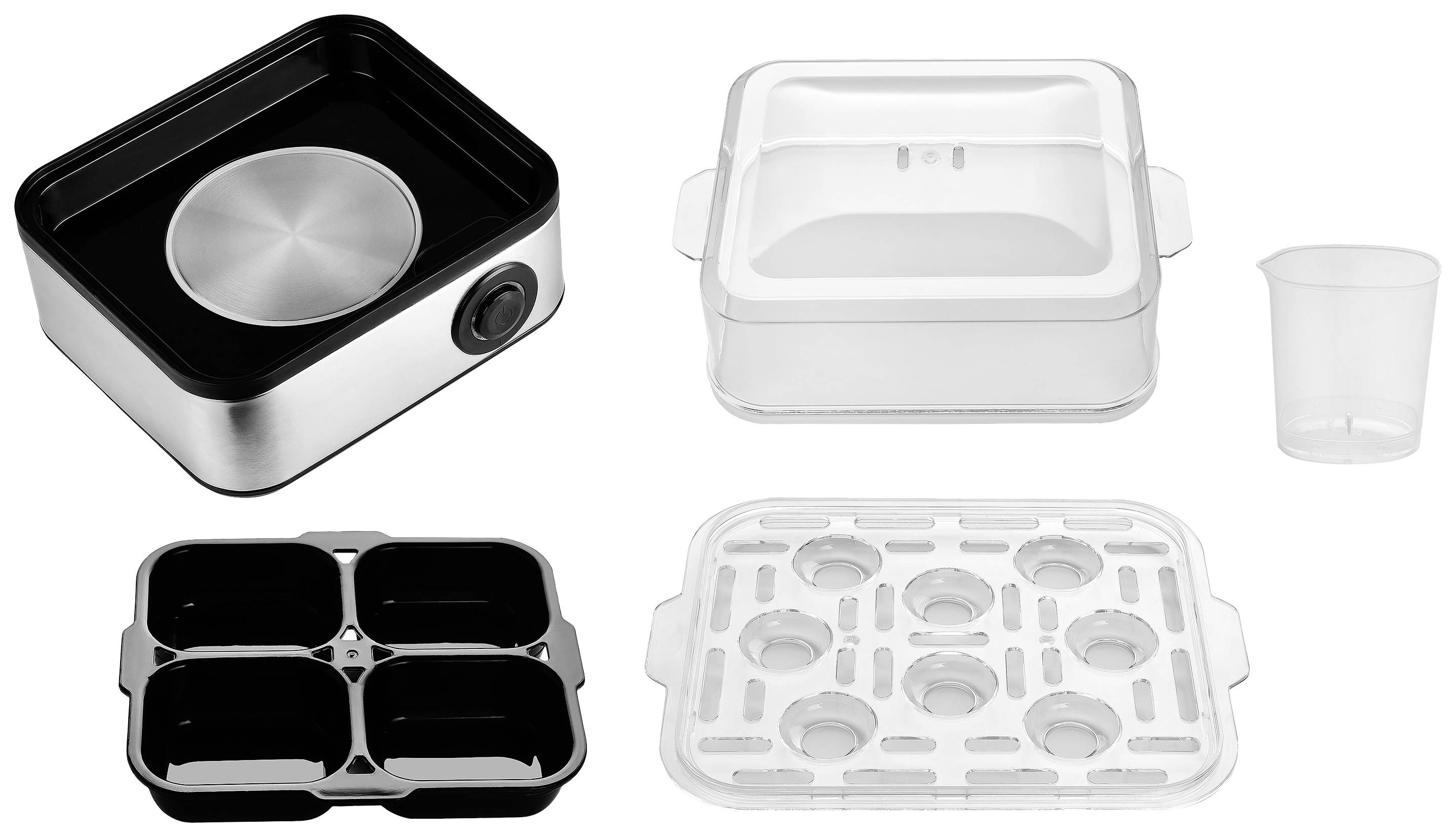 EFBE Schott SC EK 9 Eierkocher 4Pfännchen Schwarz, Edelstahl