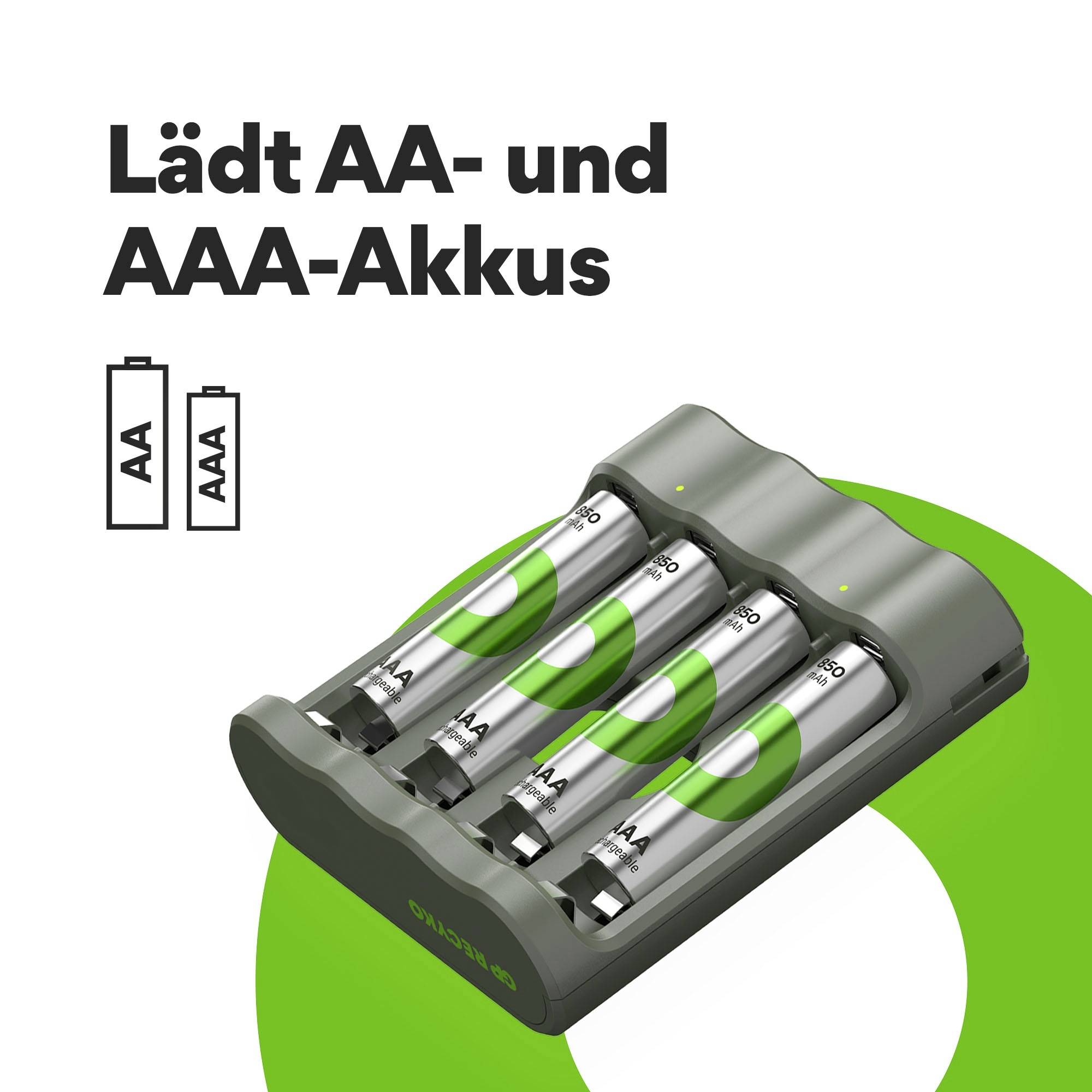 GP "Aktion Gratis Ladegerät" USB-Modell Ladegerät B441 inkl. 4x AAA-Akku Micro (AAA)-Akku NiMH 8