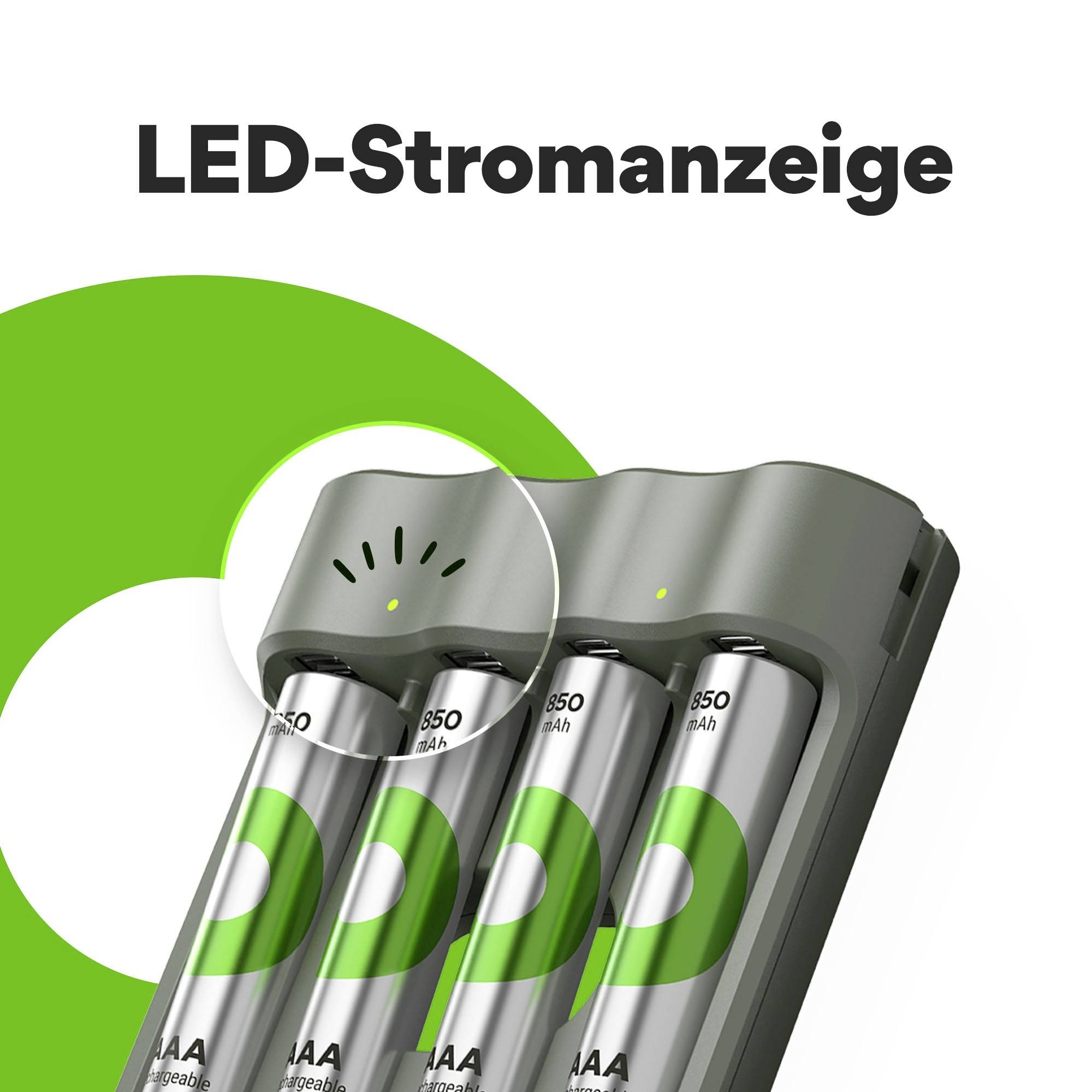 GP "Aktion Gratis Ladegerät" USB-Modell Ladegerät B441 inkl. 4x AAA-Akku Micro (AAA)-Akku NiMH 8