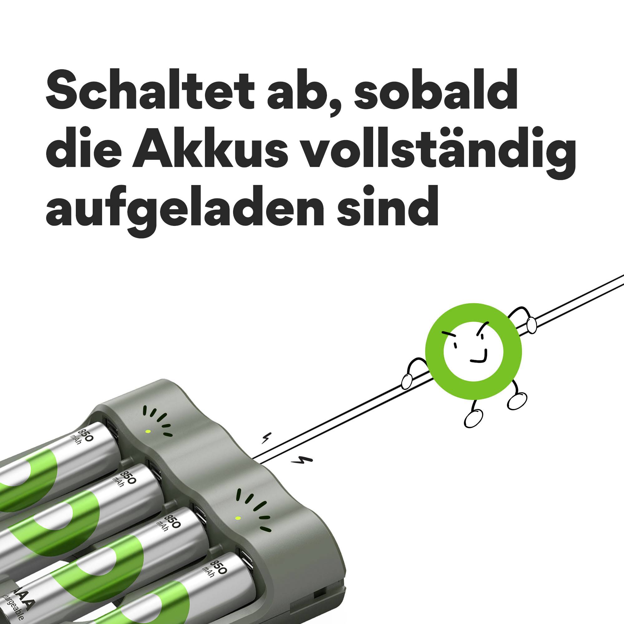 GP "Aktion Gratis Ladegerät" USB-Modell Ladegerät B441 inkl. 4x AAA-Akku Micro (AAA)-Akku NiMH 8