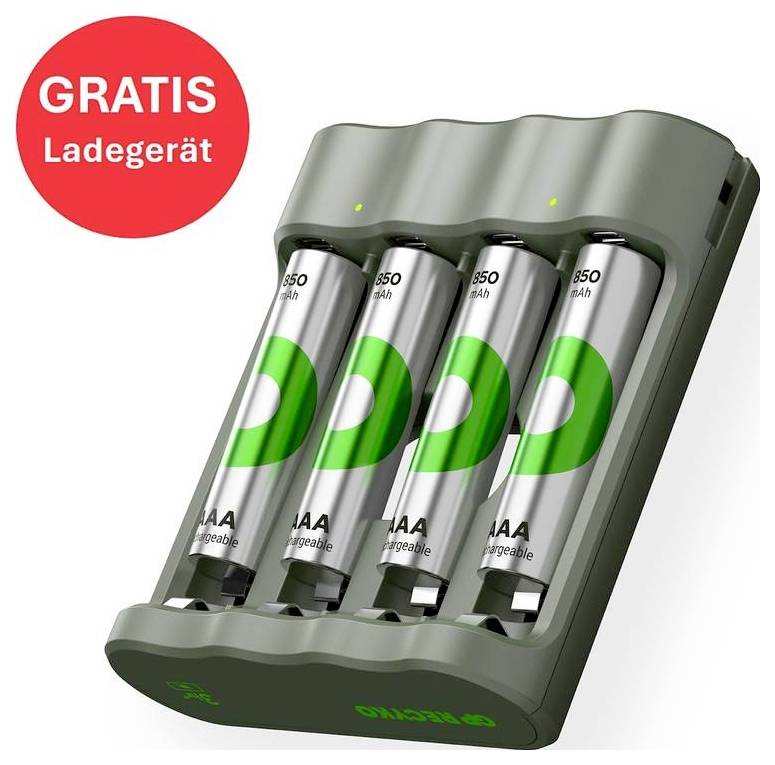 GP "Aktion Gratis Ladegerät" USB-Modell Ladegerät B441 inkl. 4x AAA-Akku Micro (AAA)-Akku NiMH 8