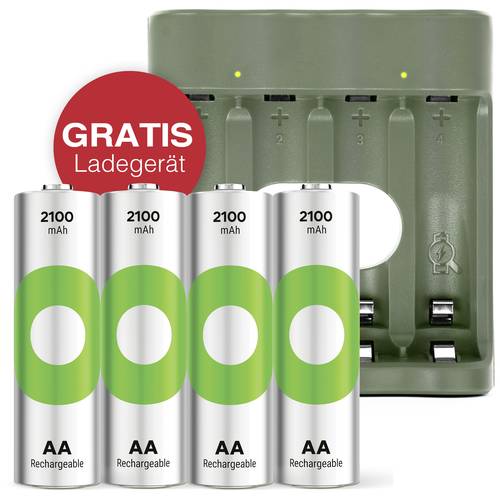 GP  Aktion Gratis Ladegerät  USB-Modell Ladegerät B441 inkl. 4x AA-Akku Mignon (AA)-Akku NiMH 21