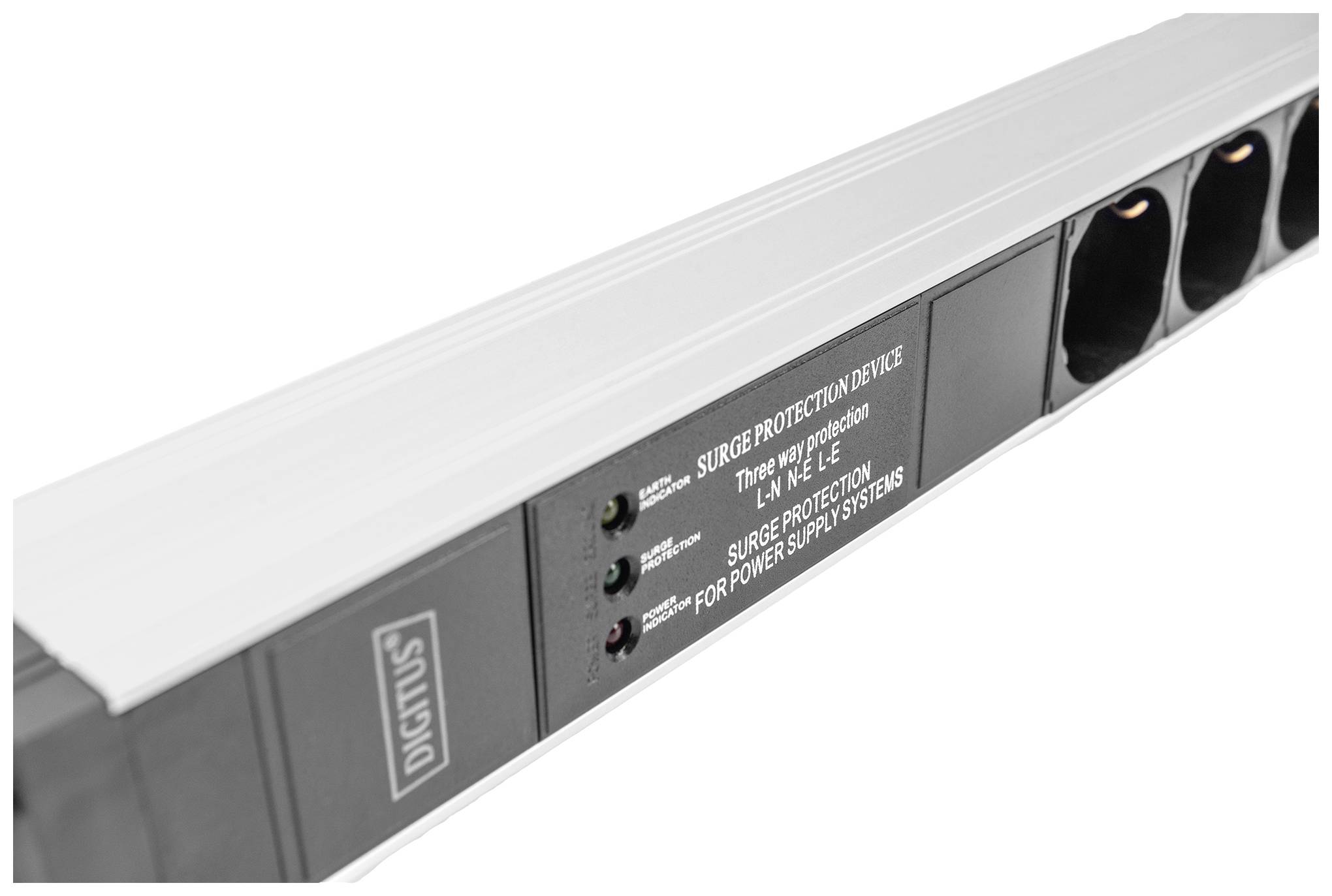 Digitus DN-95412-IT 19 Zoll Netzwerkschrank-Steckdosenleiste Geeignet für Schranktiefe: ab 300 mm Aluminium, Aluminium (eloxiert), Schwarz, Schw