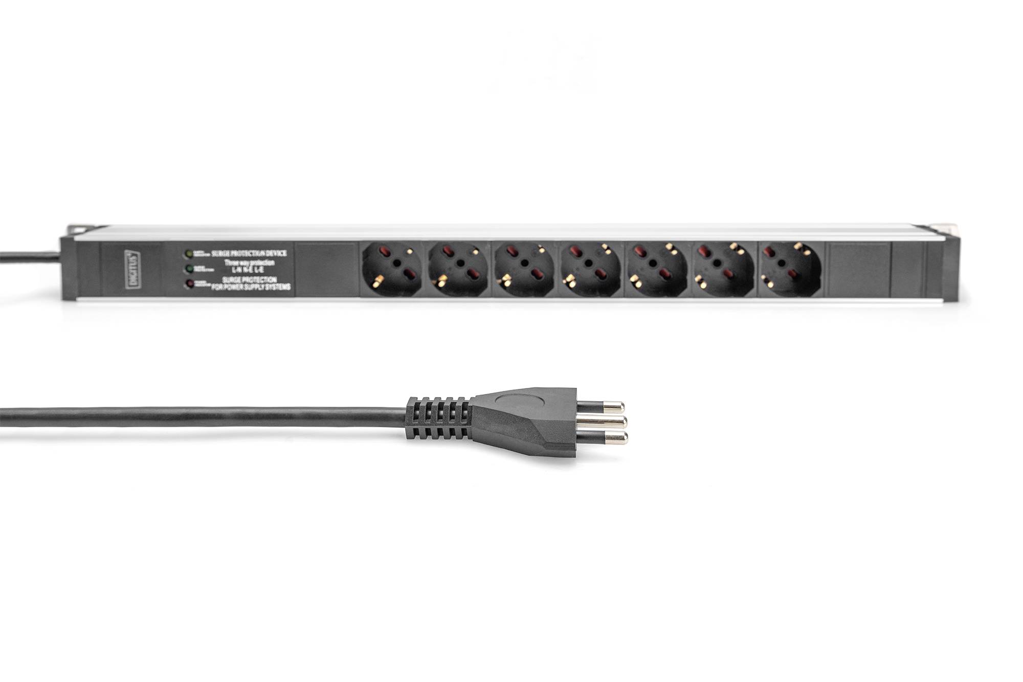 Digitus DN-95412-IT 19 Zoll Netzwerkschrank-Steckdosenleiste Geeignet für Schranktiefe: ab 300 mm Aluminium, Aluminium (eloxiert), Schwarz, Schw