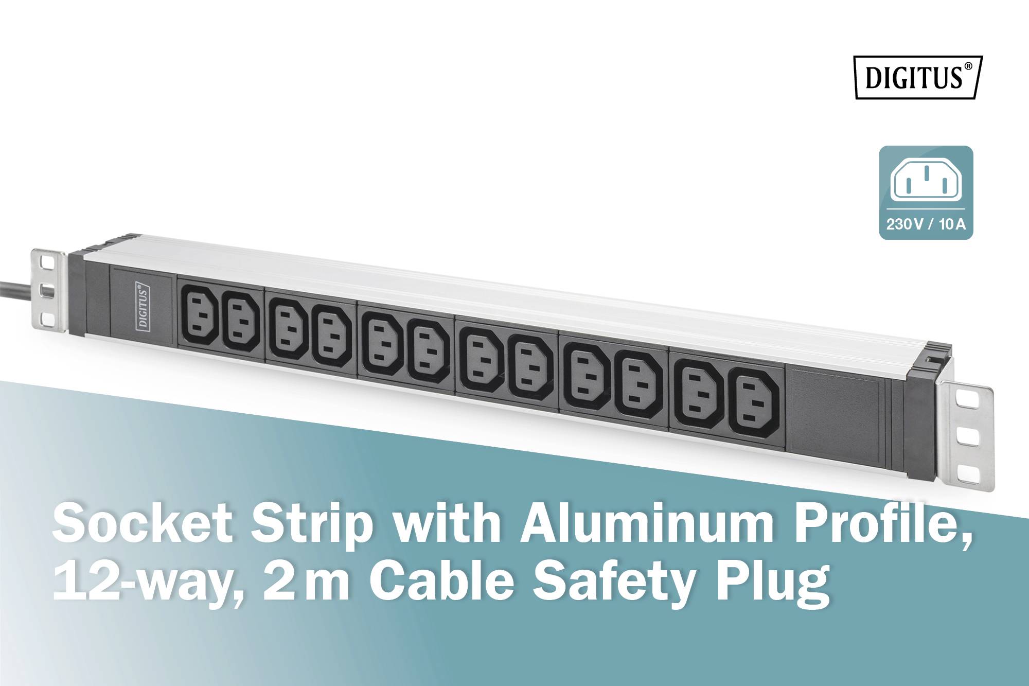 Digitus DN-95426 19 Zoll Netzwerkschrank-Steckdosenleiste 1 HE Kaltgeräte-Steckdose C13 10A Geeignet für Schranktiefe: ab 300mm