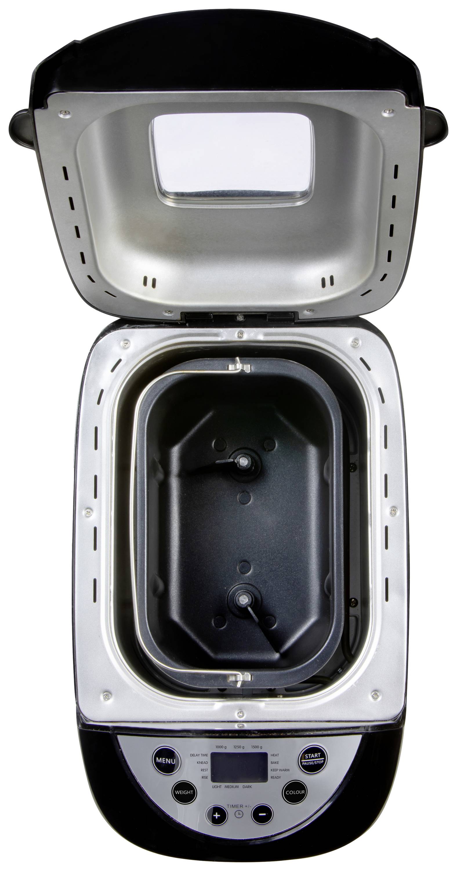 DOMO B3977 Brotbackautomat mit Display, Antihaftbeschichtung, Timerfunktion, mit Messbecher 1500g Schwarz