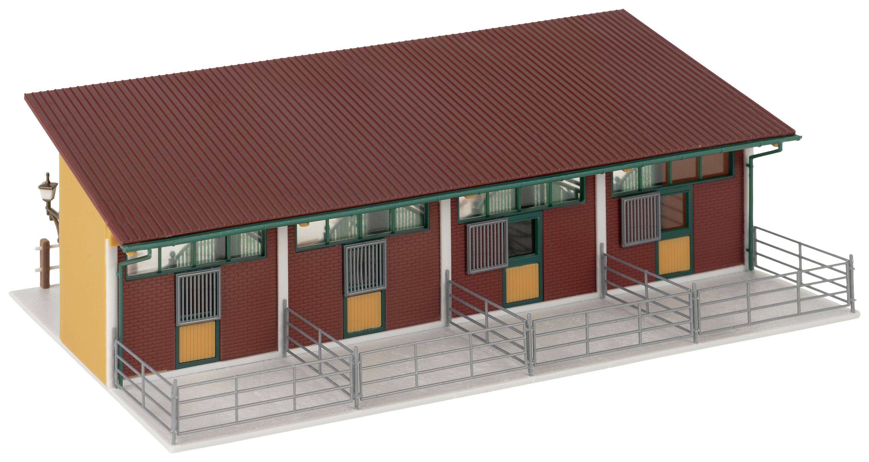 Faller 130597 H0 Pferdestall mit 4 Pferden