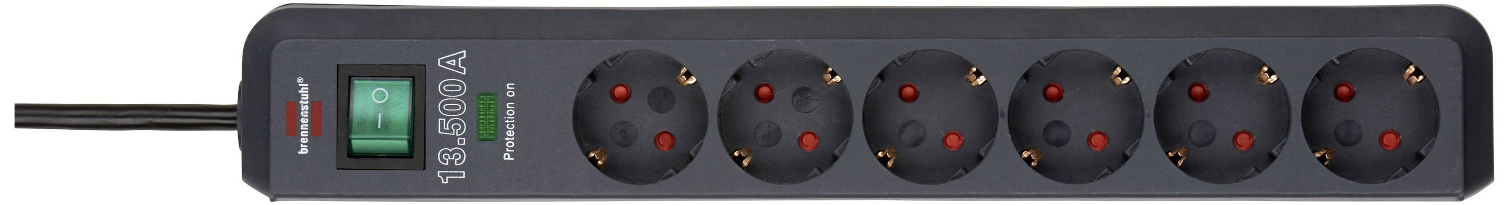 Brennenstuhl 1159710 Steckdosenleiste mit Schalter 6fach Schwarz Schutzkontakt 1St.