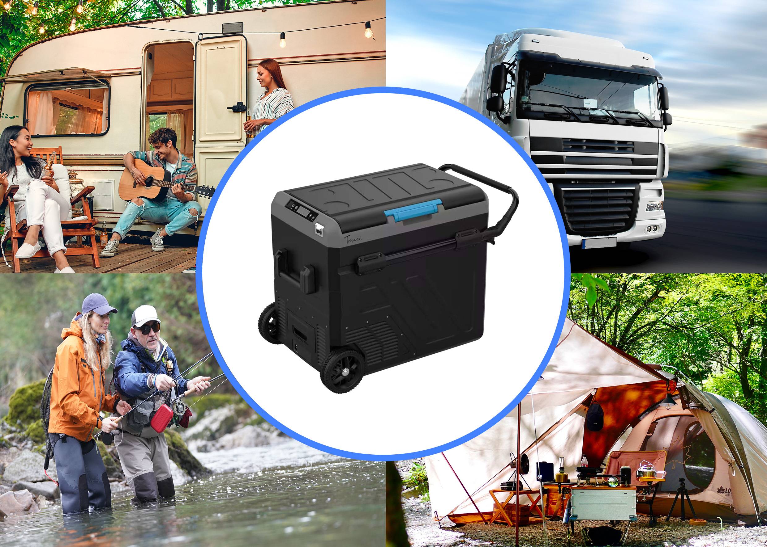 Tripcool C053-060 Minikühlschrank/Partykühler Kompressor 12 V/DC, 24 V/DC Schwarz (matt) 60l